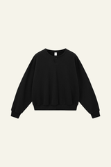 Men's Streetwear Solid Color Relaxed-Fit Henley Pullover