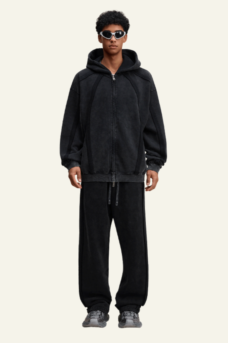 Men's Streetwear Retro Set:Jacket & Straight Leg Pants