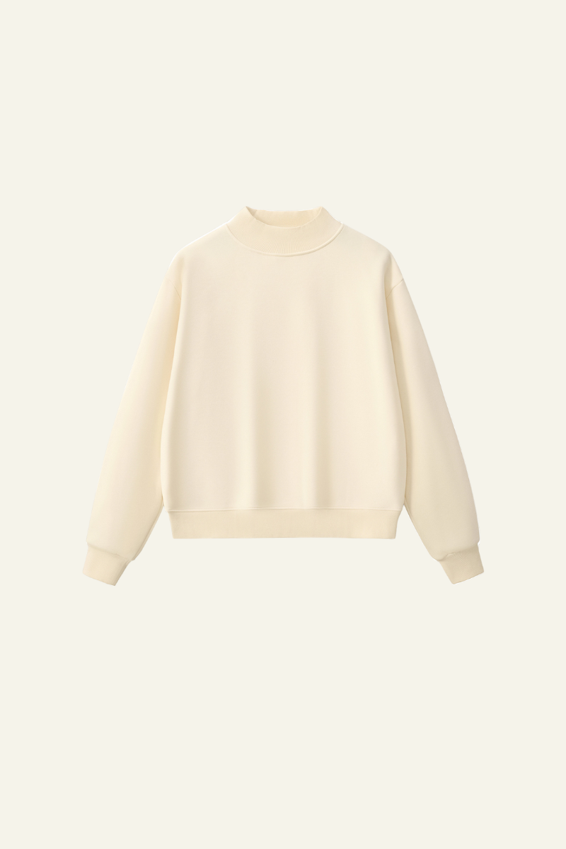 Women's Streetwear Stand-Collar Solid Mock Neck Sweatshirt