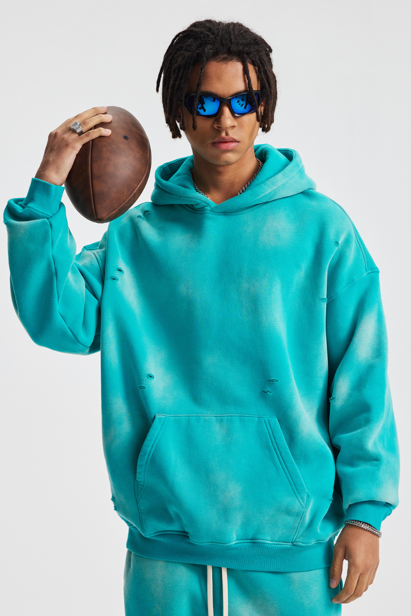 Men's Streetwear Washed 360G Heavyweight Cut Hoodie