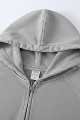 Men's  Streetwear Vintage Washed Full Zipper Hooded Jacket.