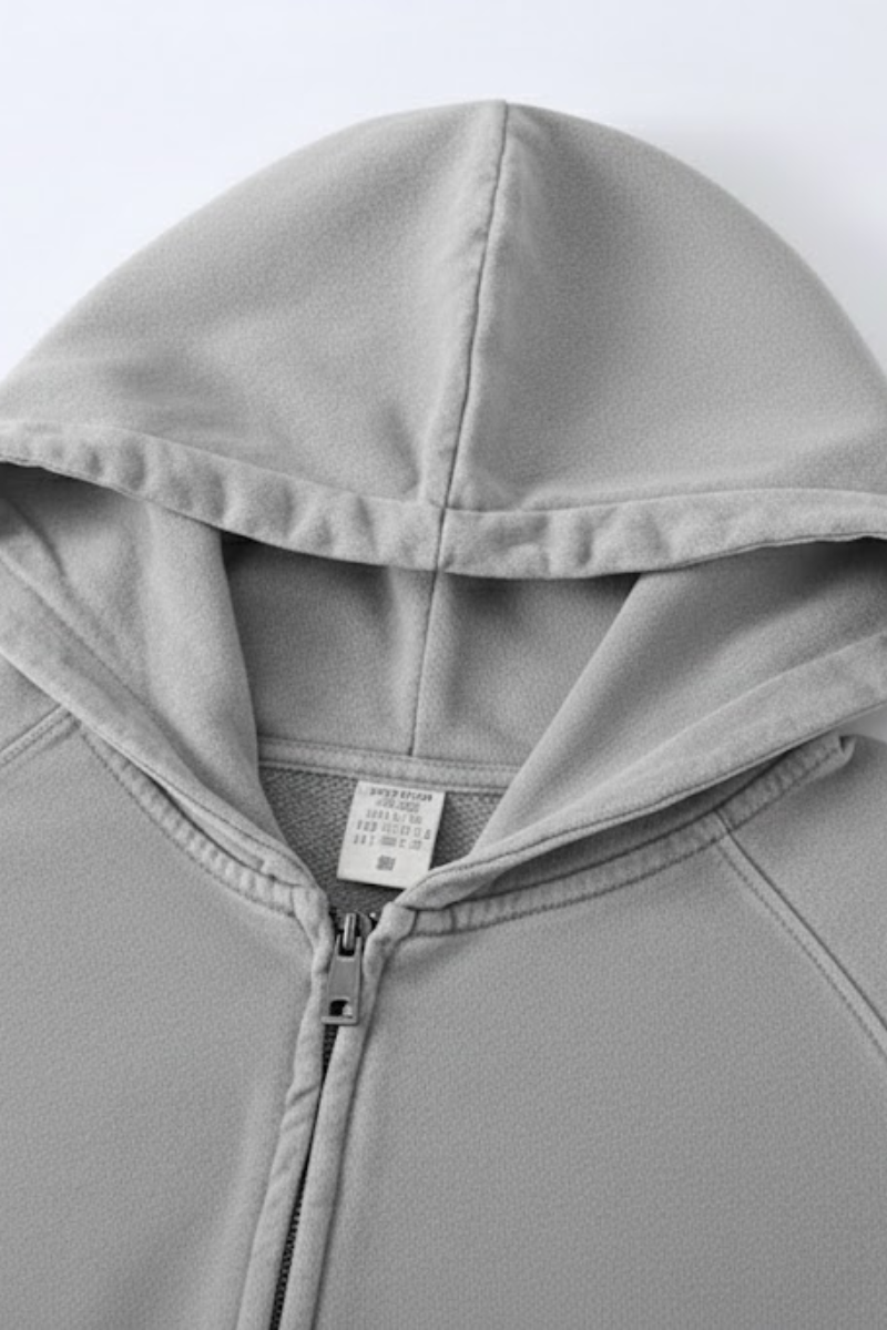 Men's  Streetwear Vintage Washed Full Zipper Hooded Jacket.
