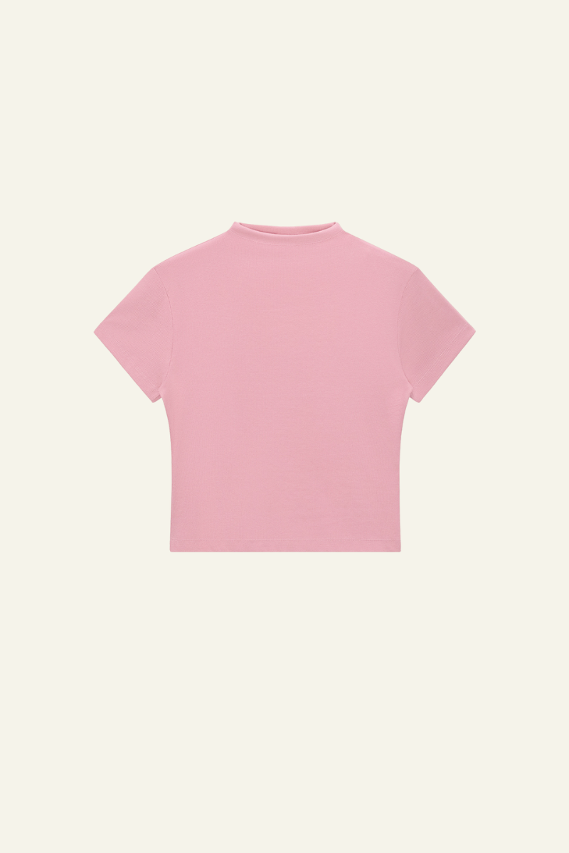 Women's Streetwear  High-neck Slim  Dopamine  T-shirt