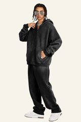 Men's Streetwear Set:Hooded Jacket And Straight-leg Pants