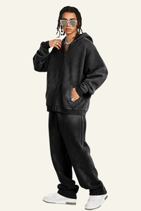 Men's Streetwear Set:Hooded Jacket And Straight-leg Pants