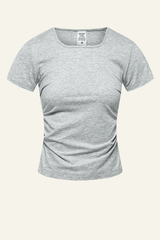 Women's  straight shoulder short-sleeved T-shirt.