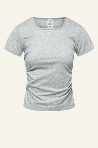 Women's  straight shoulder short-sleeved T-shirt.