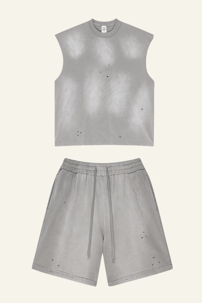 Men's Vintage Gradient Cotton Set:T-shirt And Short