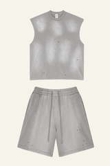 Men's Vintage Gradient Cotton Set:T-shirt And Short