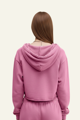 Women's Washed Loose Edged Pleated V-Neck Cotton Hoodie