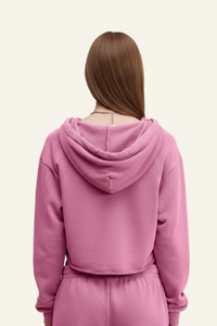 Women's Washed Loose Edged Pleated V-Neck Cotton Hoodie
