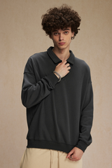 Men's Streetwear Polo Collar  Sweatshirt