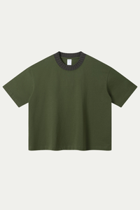 Men's 305g Cotton Colorblock Knit Boxy Crewneck Tee