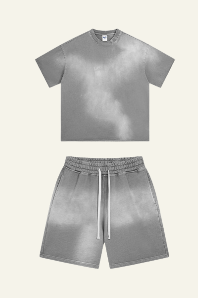 Women's Cotton Gradient Set: Loose-fitting T-shirt And Short