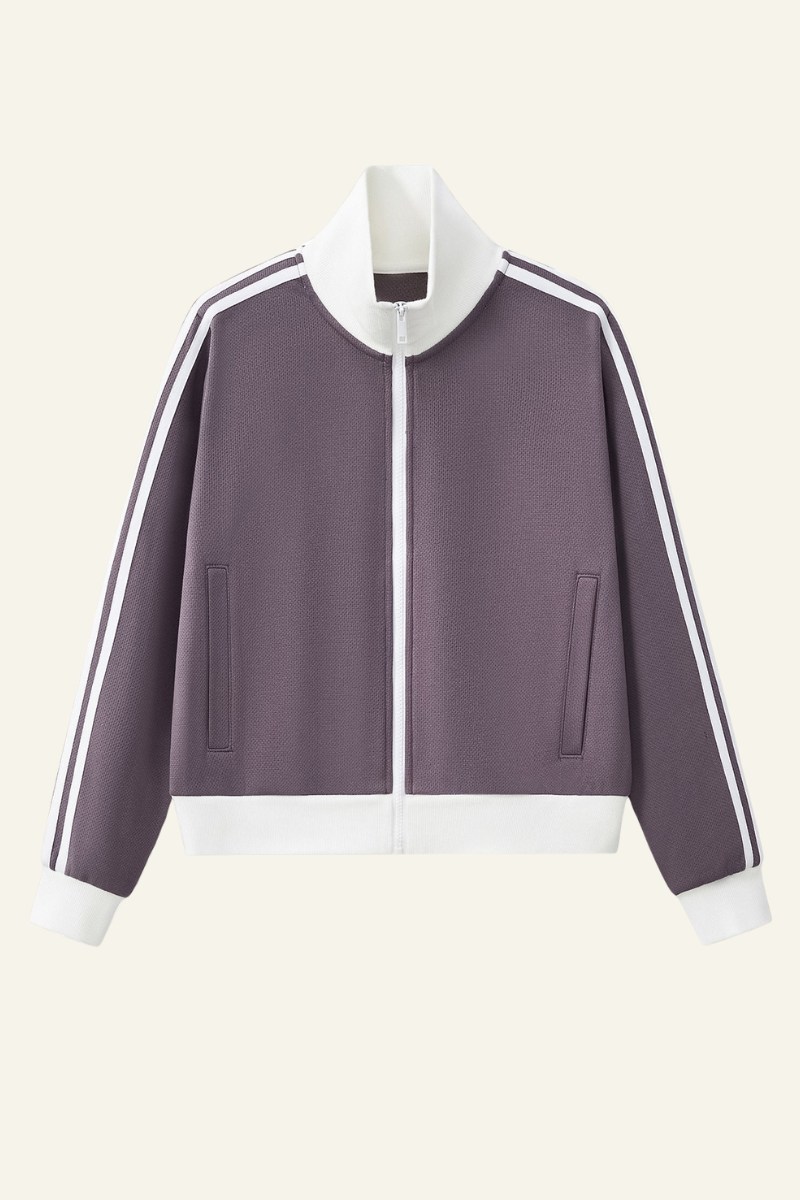 Women's Streetwear Vintage Stand-Collar Side-Striped Jacket