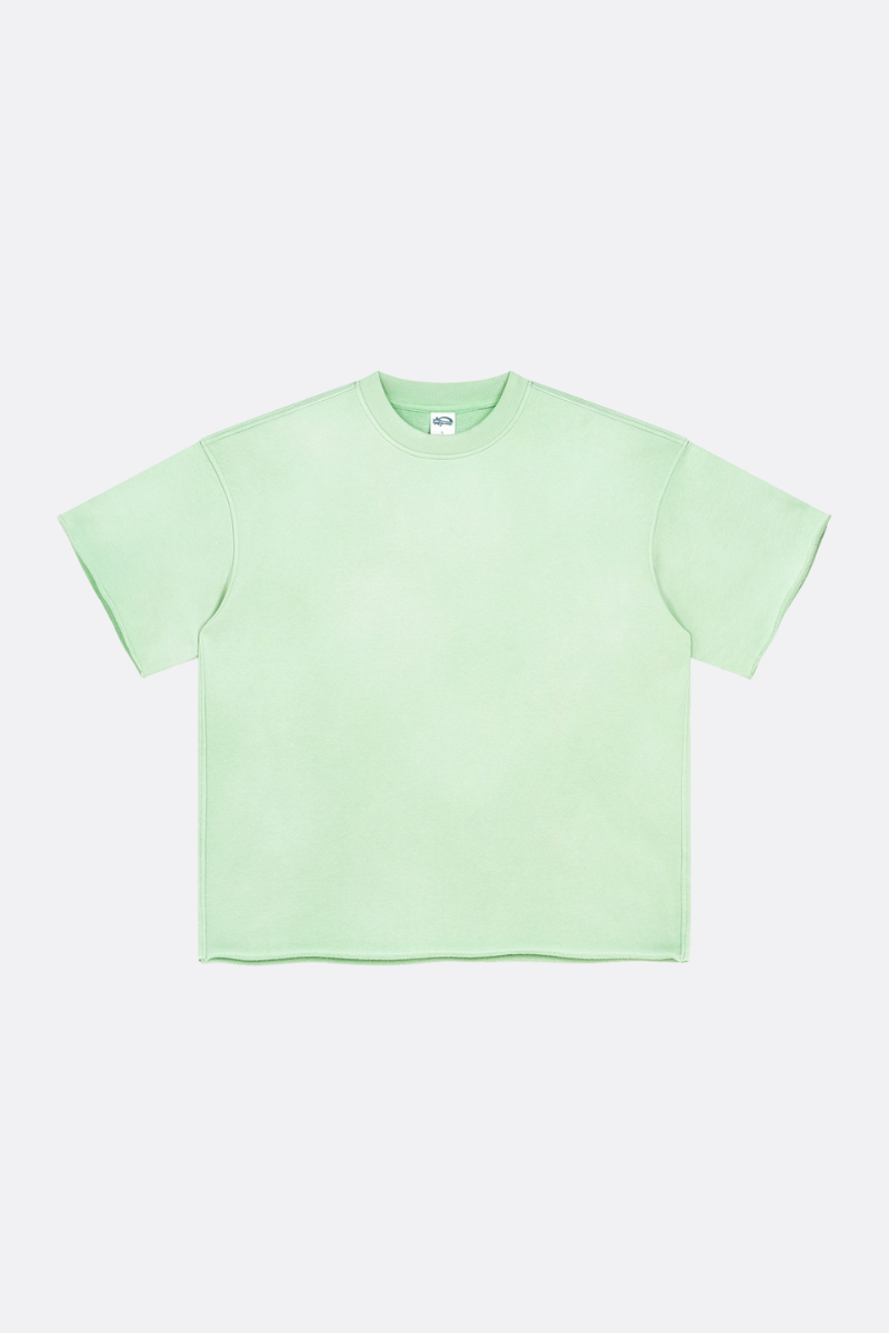 Unisex Streetwear Washed Distressed Curled Hem T-shirt