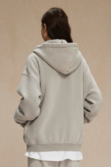 Women's Streetwear Wax-Dyed Vintage Solid Hooded Jacket