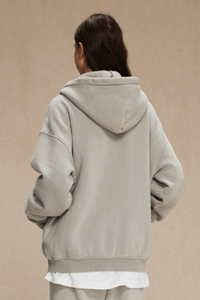 Women's Streetwear Wax-Dyed Vintage Solid Hooded Jacket