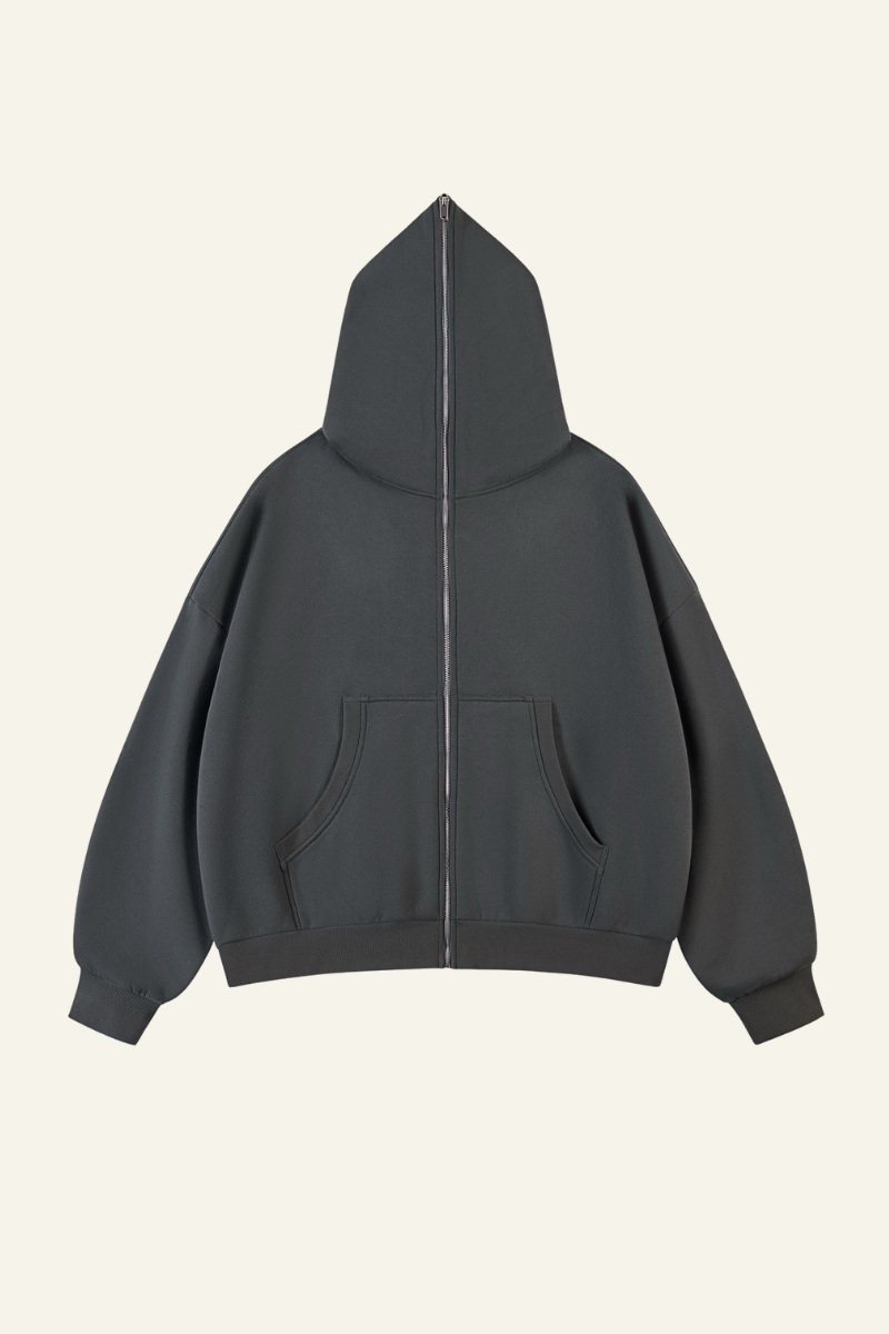 Men's Streetwear Cropped Full Zipper Hooded Jacket