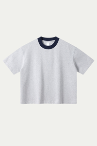Men's 305g Cotton Colorblock Knit Boxy Crewneck Tee