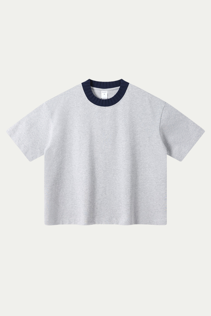 Men's 305g Cotton Colorblock Knit Boxy Crewneck Tee