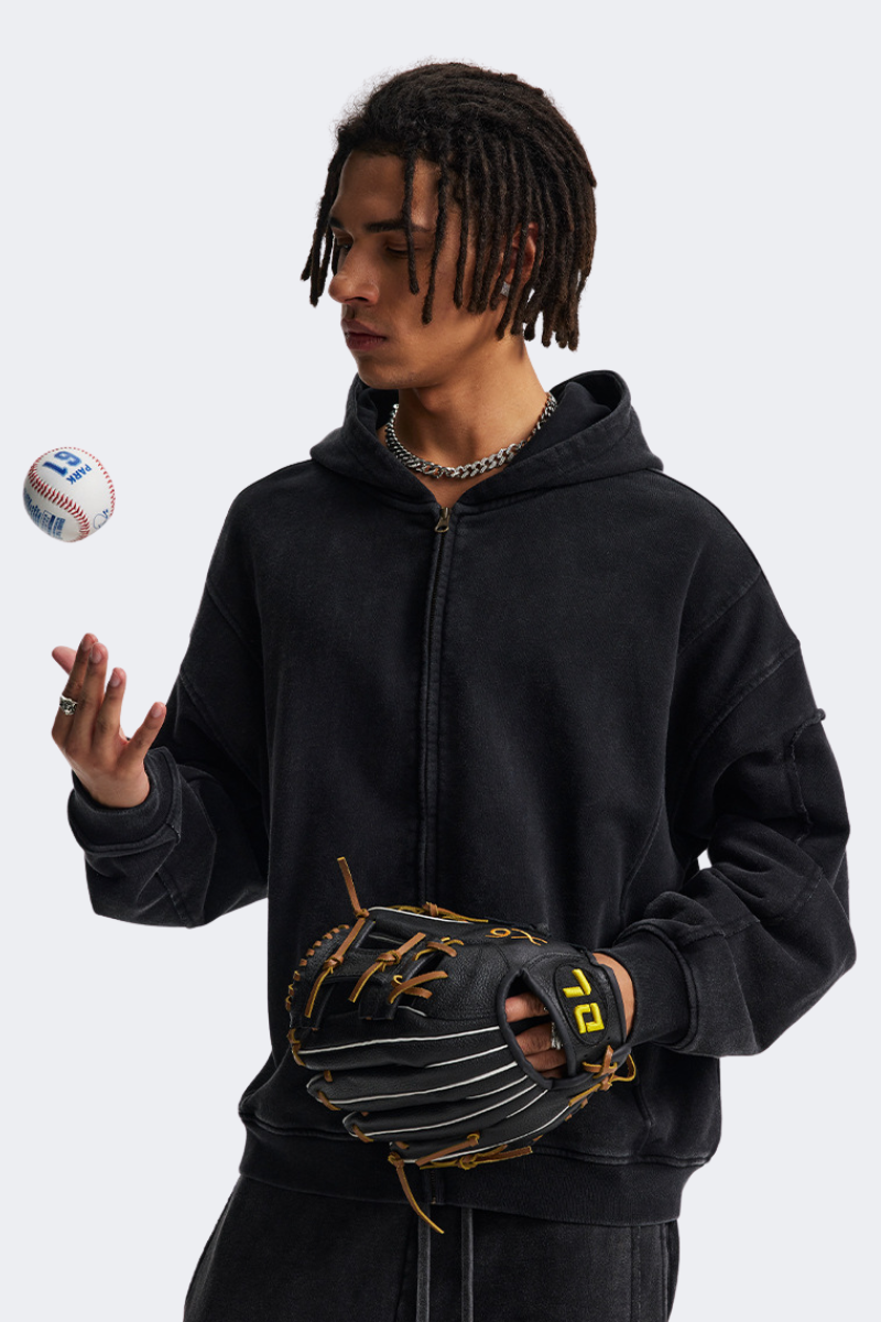Men's Cotton Streetwear Full Zipper Hooded Jacket