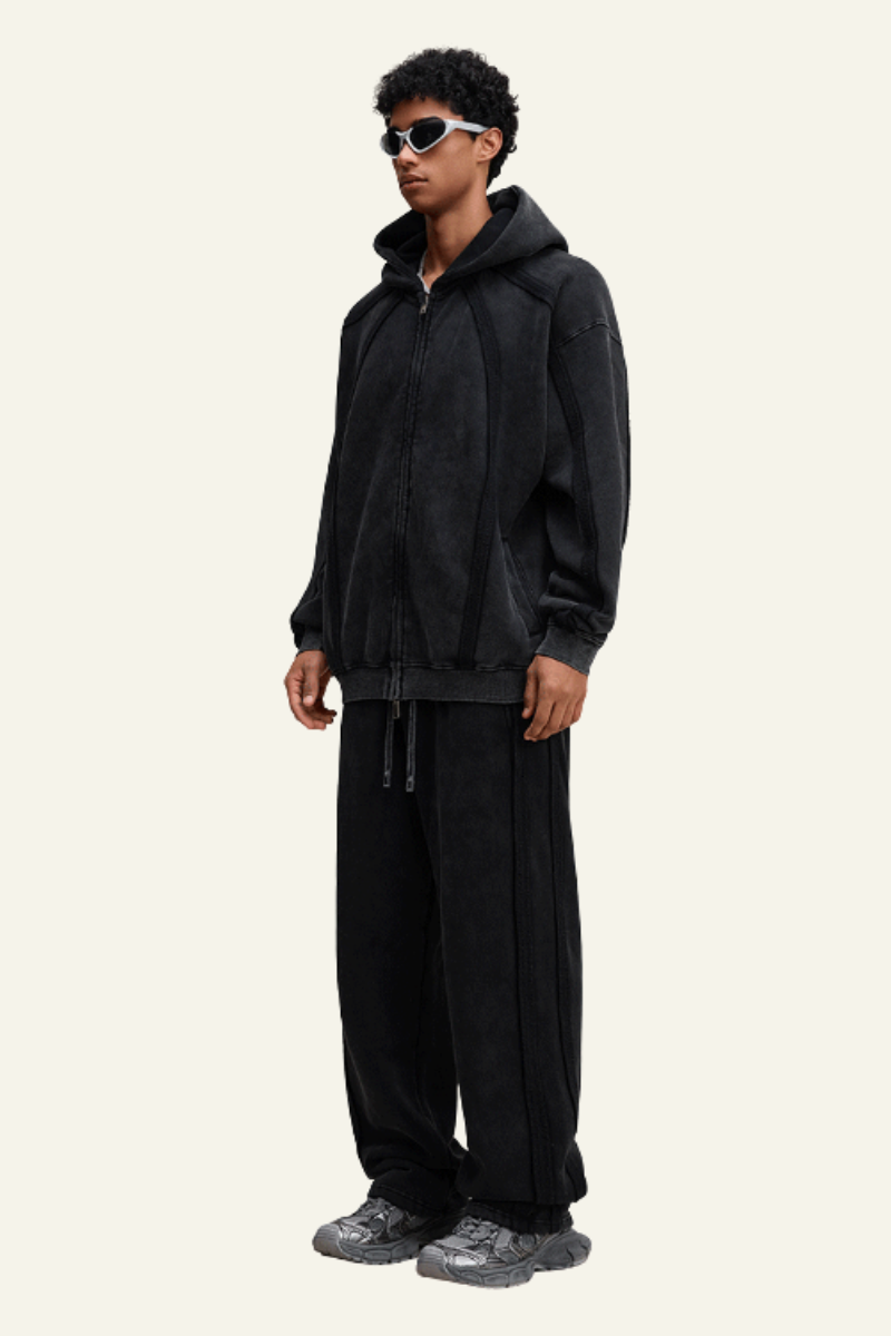 Men's Streetwear Retro Set:Jacket & Straight Leg Pants