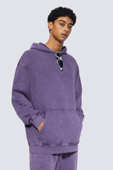 Men's 420g Heavy Cotton Washed Distressed Hoodie