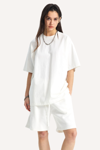 Unisex Summer Washed Distressed Fade Tee & Shorts Set