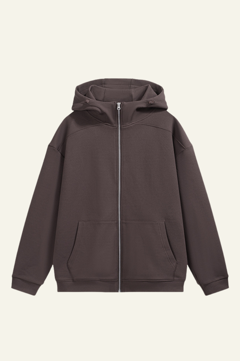 Men's Streetwear Front Pocket Full-zipper Hooded Jacket