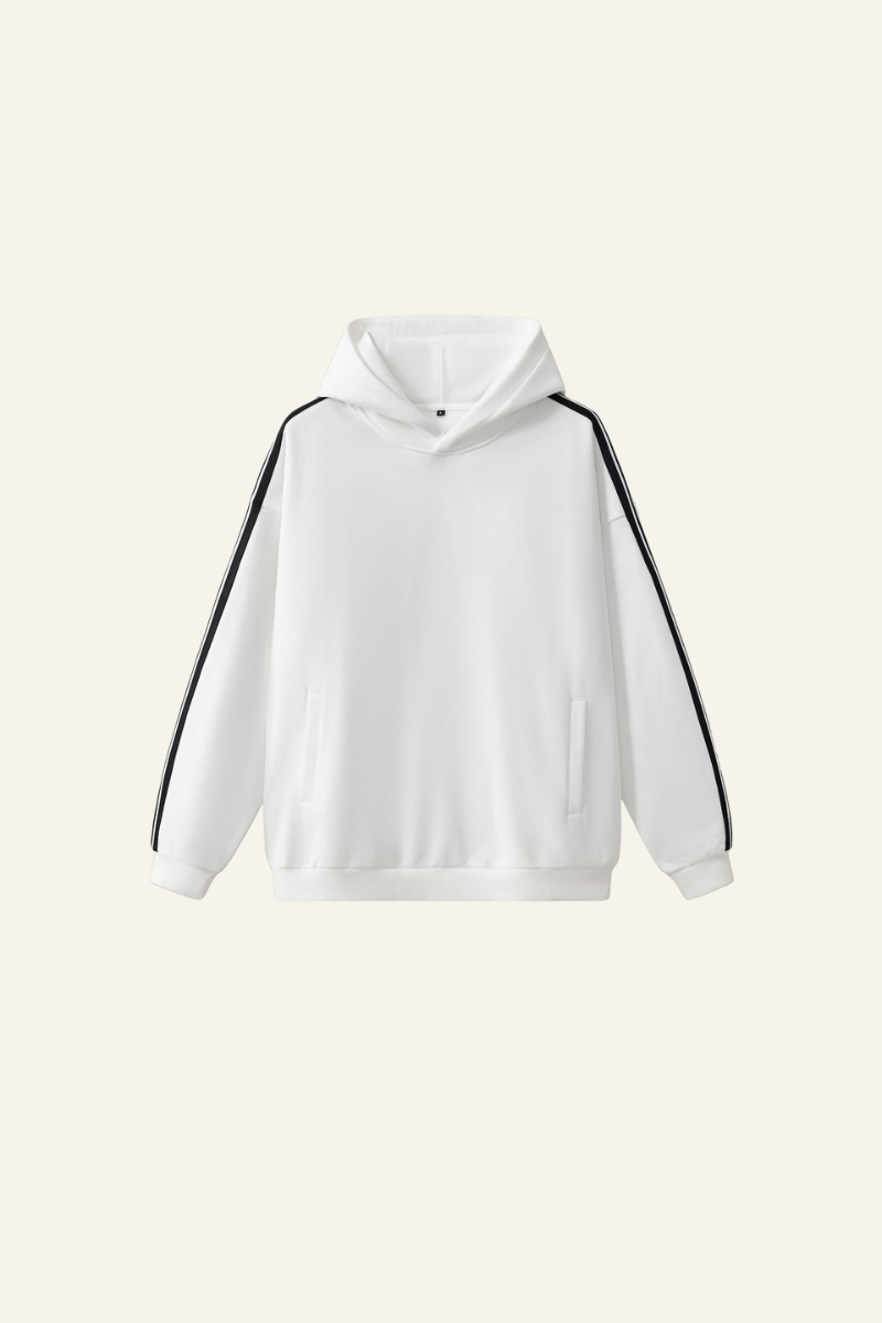 Women's Streetwear Side-Striped Solid Hoodie