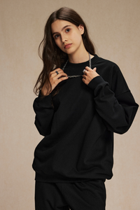 Women's Streetwear Relaxed Drop-Shoulder Solid Pullover