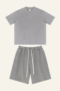 Men's Cotton Dopamine Set: T-shirt And Athletic Wear Short