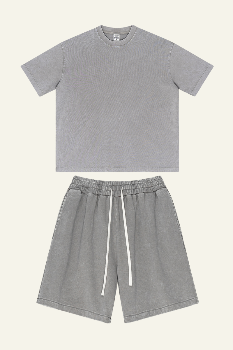 Men's Cotton Dopamine Set: T-shirt And Athletic Wear Short