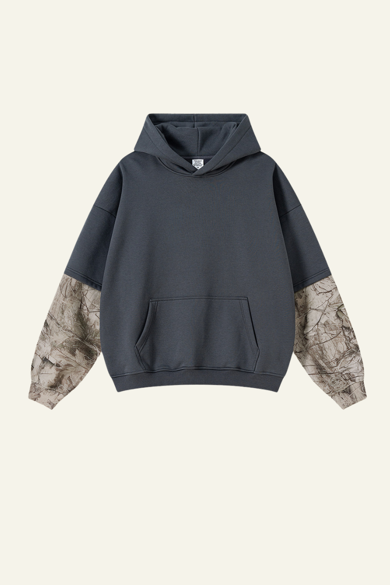 Men's Streetwear Faux Two-Piece Fleece-Lined Hoodie