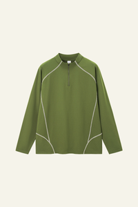 Men's Streetwear Stand Collar Half Zipper Long-Sleeve T-shirt