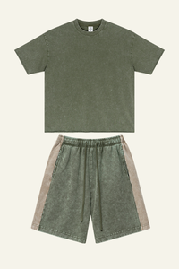 Men's Cotton Streetwear Vintage Set:T-shirt And Short