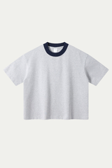 Women's 305g Cotton Colorblock Knit Boxy Crewneck Tee