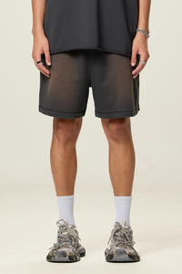 Men's 350G Cotton Shorts - Spray Wash Vintage Drawstring