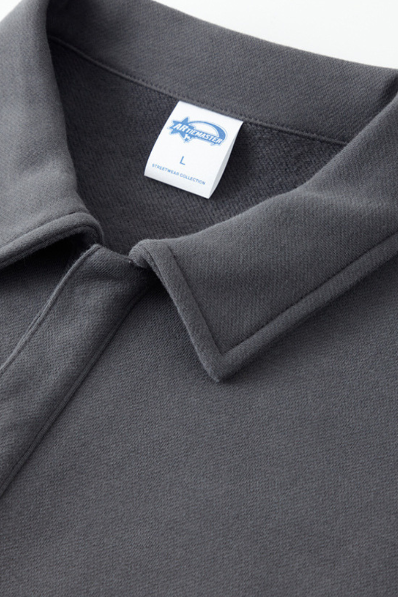 Men's Streetwear Polo Collar  Sweatshirt