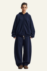 Women's Set:Fleece-lined Zipper Jacket & Curved-blade Pants