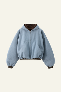 Men's Short-length Plush-lined Full-zipper Jacket.