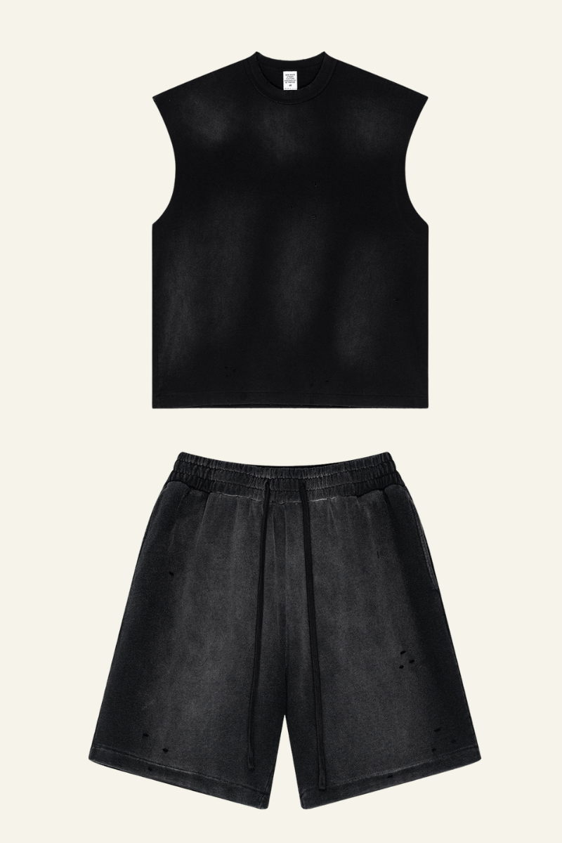 Men's Vintage Gradient Cotton Set:T-shirt And Short