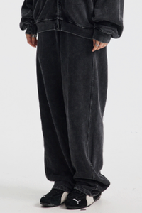 Men's Cotton  Streetwear Washed Distressed Wide Leg Pants