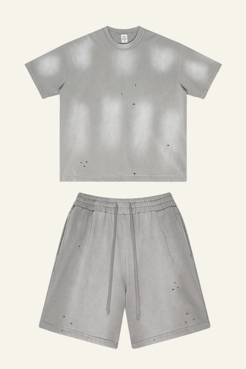 Men's Streetwear Cotton Set:Sleeveless T-shirt And Short