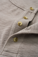 Women's Summer Button Placket Oversized Tee - Natural Fabric