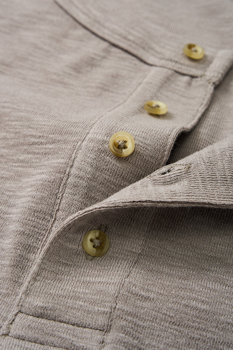 Women's Summer Button Placket Oversized Tee - Natural Fabric