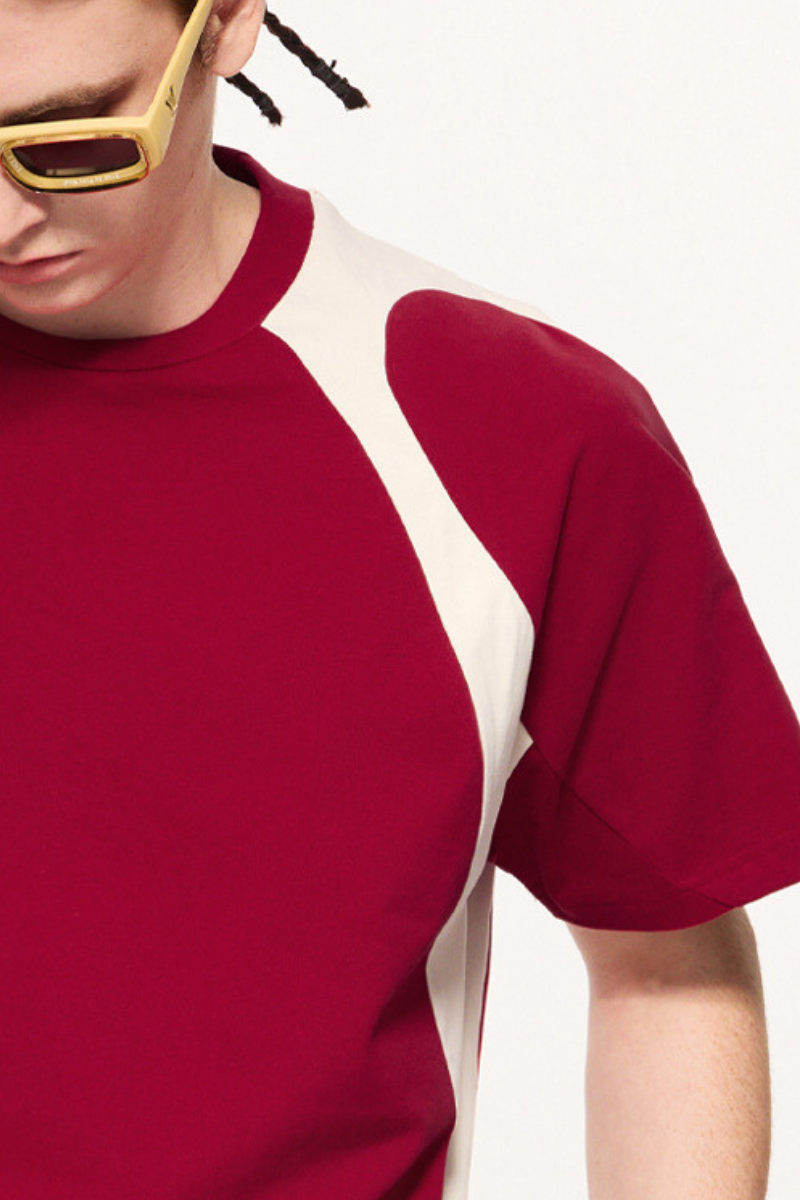 Men's Summer 230g Cotton Colorblock Raglan Loose Crew Tee