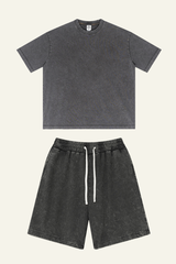 Women's Cotton Dopamine Set: T-shirt & Athletic Wear Short