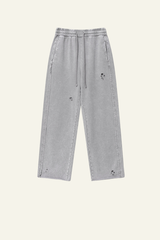 Men's Vintage Washed Frayed Hem Cotton Straight Leg Pants